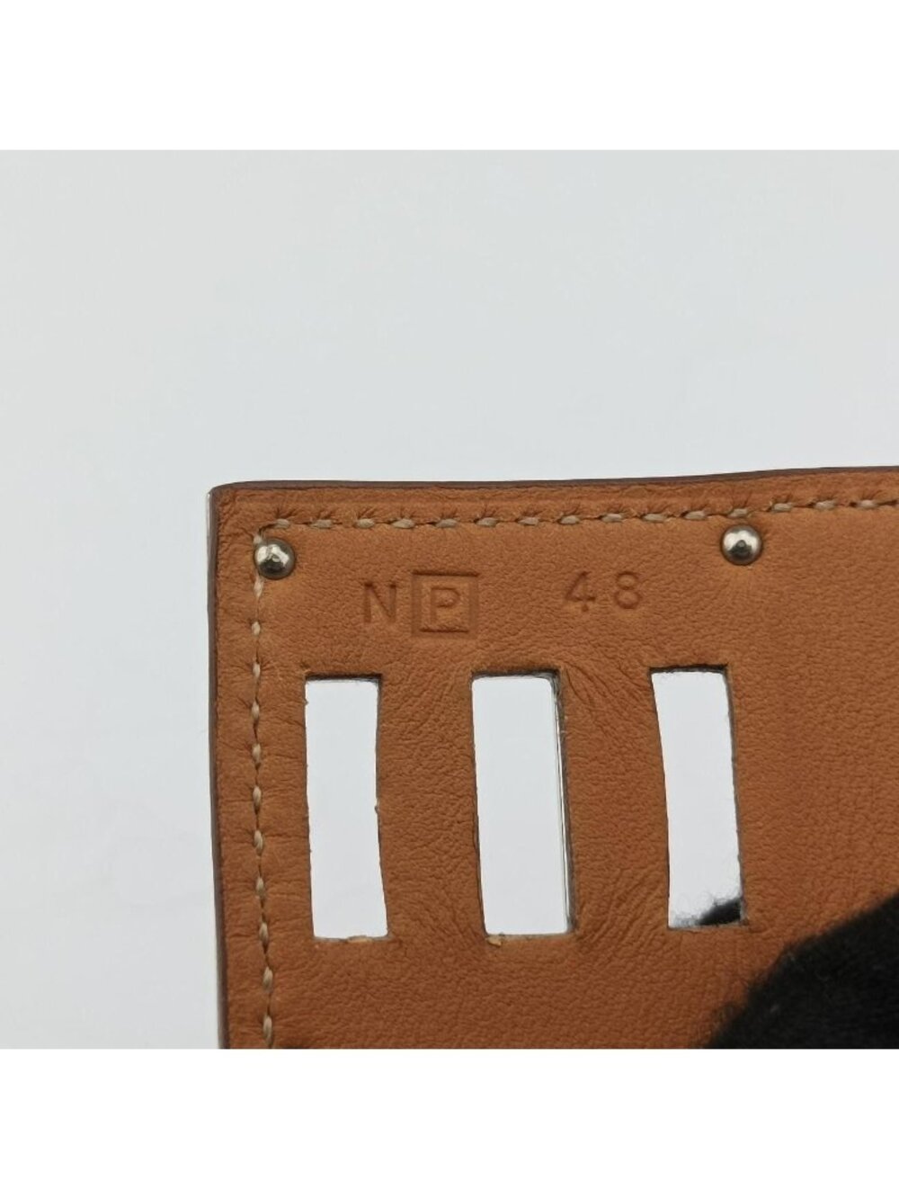 Hermes Kelly Style Lock Orange Silver Leather N?p 48 - Picture 7 of 15